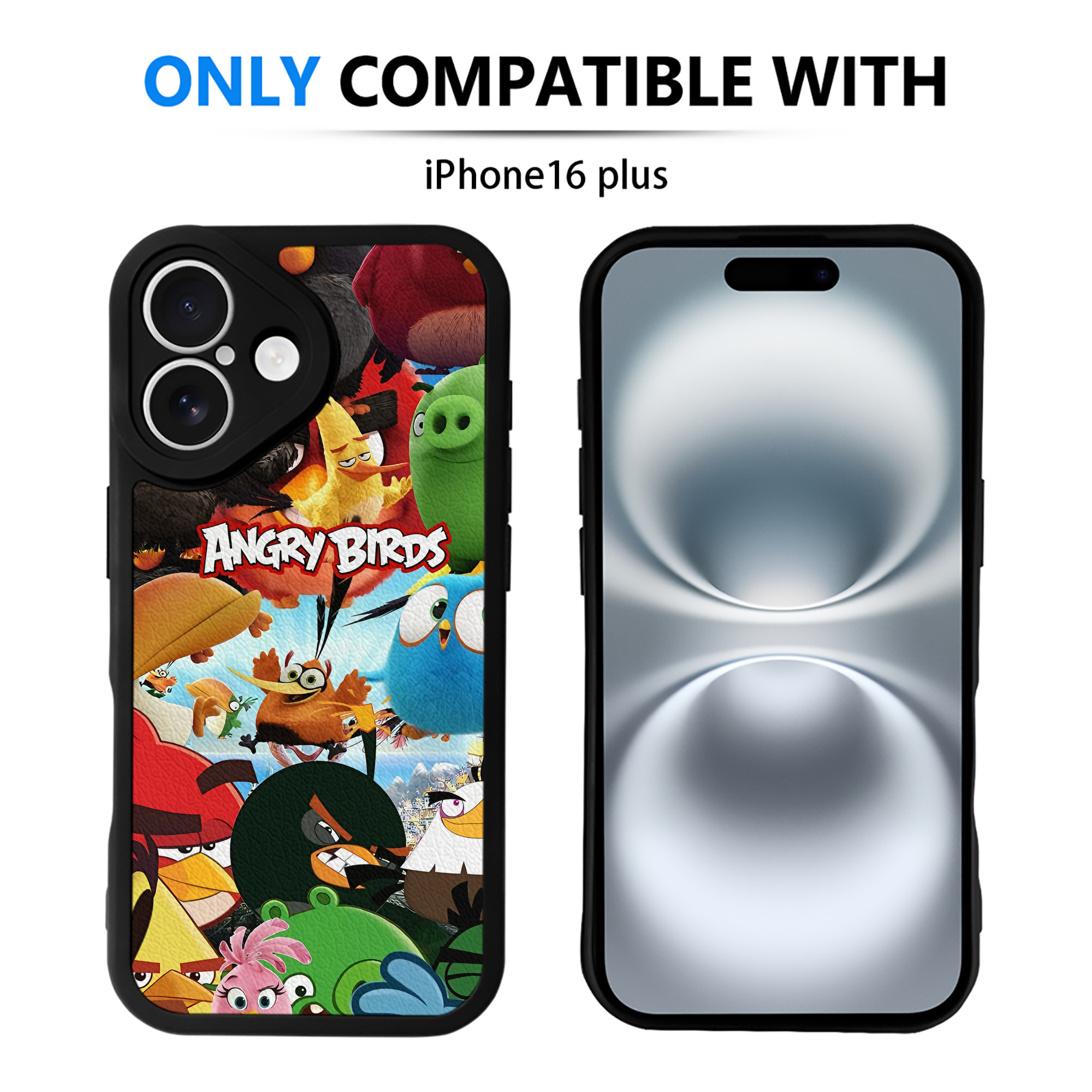 （画像用） Angry Birds アングリーバード 【iPhone 16シリーズ対応】シリコンスマホケース（レザー調） 材質：シリコン